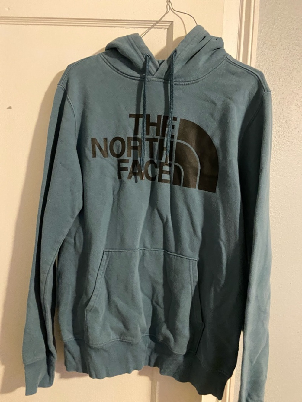 The North Face Men’s Hoodie in Dusty Teal with Black Logo